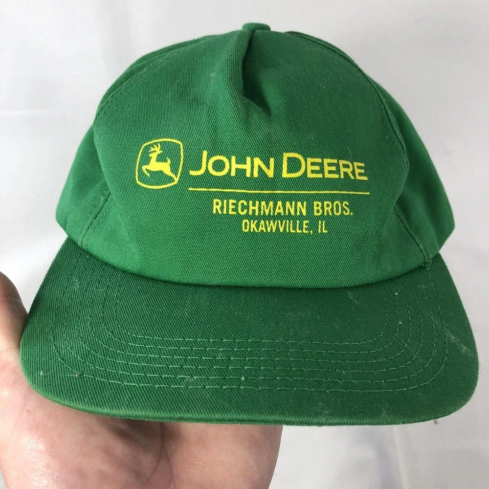 Vintage John Deere Hat Cap Adjustable Snapback Green Riechmann Bros USA Made